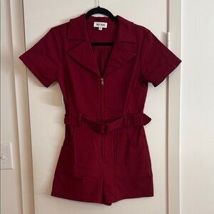 Burgundy Short Sleeve Jumpsuit
